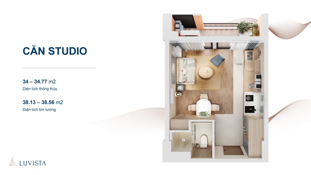layout căn studio dự án luvista quy nhơn