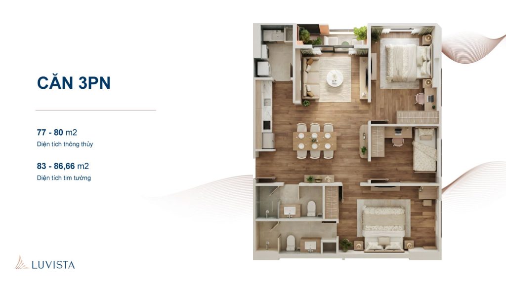 layout căn 3pn dự án luvista quy nhơn